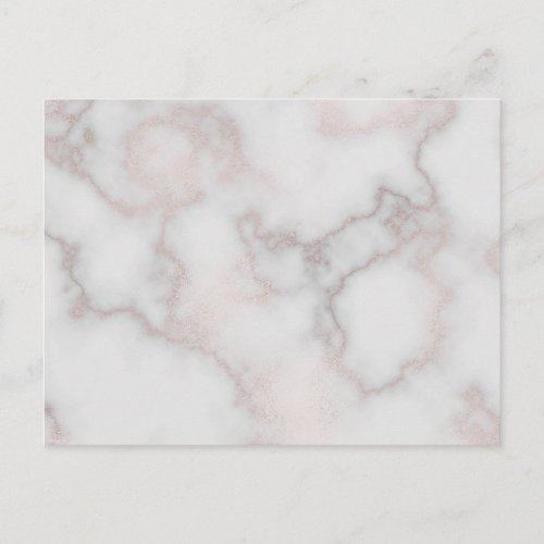 Blush tones pink rose gold white marble pattern postcard