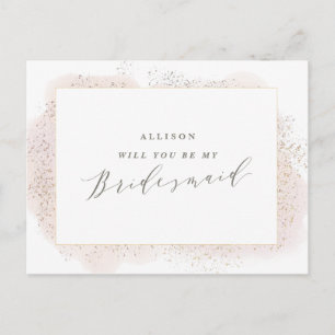 BLUSH TOUCH BRIDESMAID POSTCARD. INVITATION POSTCARD
