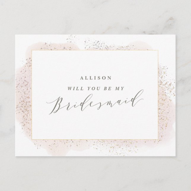 BLUSH TOUCH BRIDESMAID POSTCARD. INVITATION POSTCARD (Front)