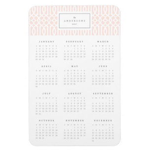 Blush Trellis 4x6 Yearly Calendar Magnet
