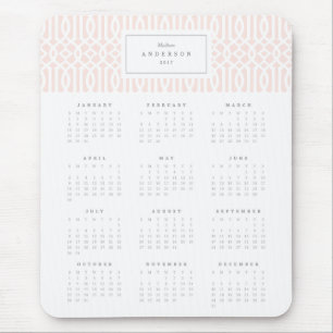 Blush Trellis Yearly Calendar Mousepad