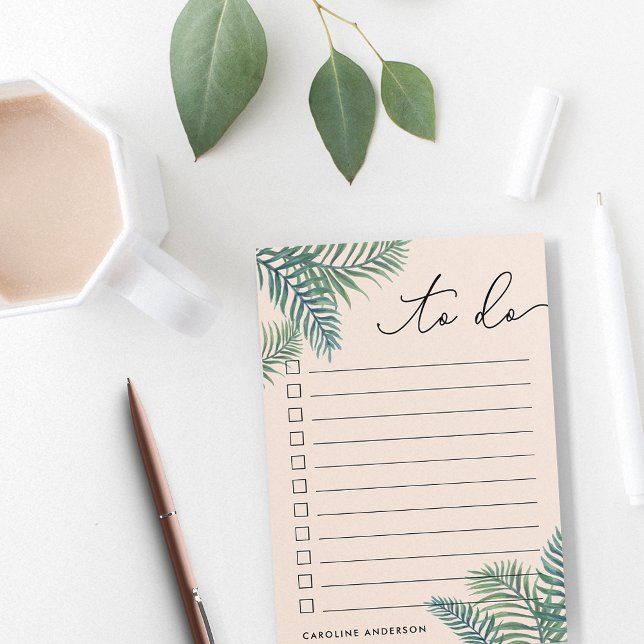 Blush | Tropical Foliage Personalized To-Do List Post-it Notes (Creator Uploaded)
