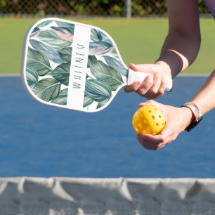 Blush Tropical Leaf Pickleball Paddle