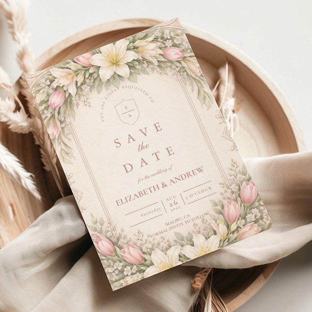 Blush Tulip And Lily Garden Wedding Save The Date (Creator Uploaded)