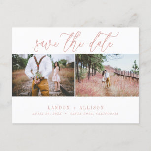 Blush Two Photo Save the Date Invitation Postcard