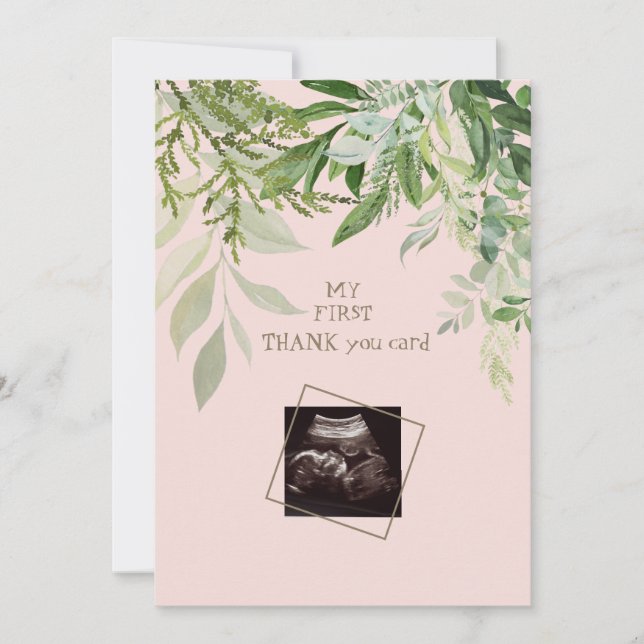 Blush Ultrasound Girl Funny Baby Shower Thank You  (Front)