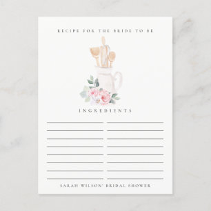 Blush Utensil Floral Recipe Request Bridal Shower Postcard