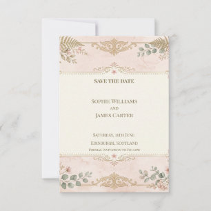 Blush Vintage Botanical Save The Date Card