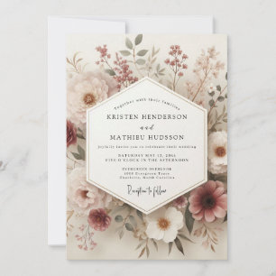 Blush Vintage Botanical Wedding Invitation