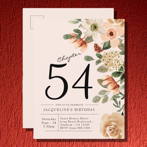 Blush Vintage Floral Birthday Invitation Postcard