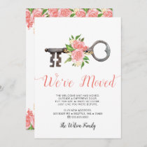 Blush Vintage Floral Key We Have Moved Moving Announcement