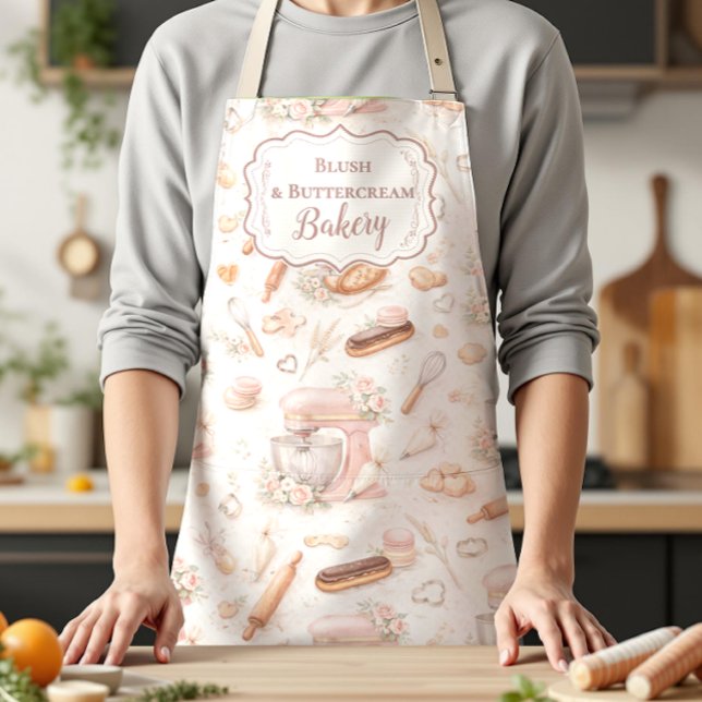 Blush Vintage Patisserie Bakery Business Apron (Creator Uploaded)