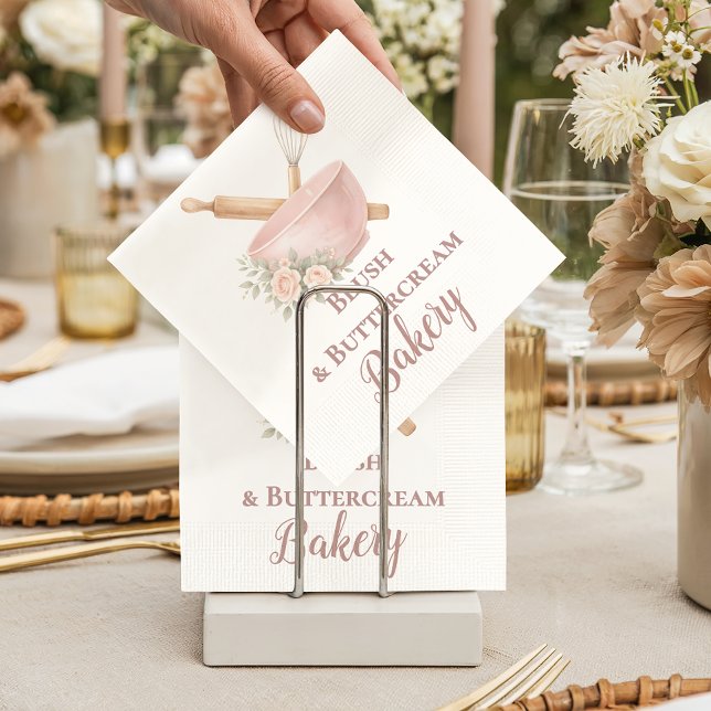 Blush Vintage Patisserie Bakery Business Napkins (Creator Uploaded)