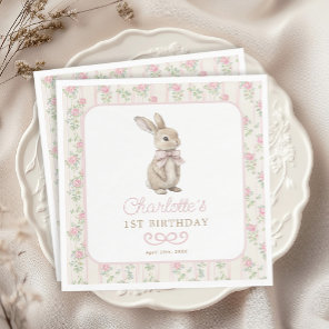 Blush Vintage Rabbit Bunny Birthday Welcome Napkins