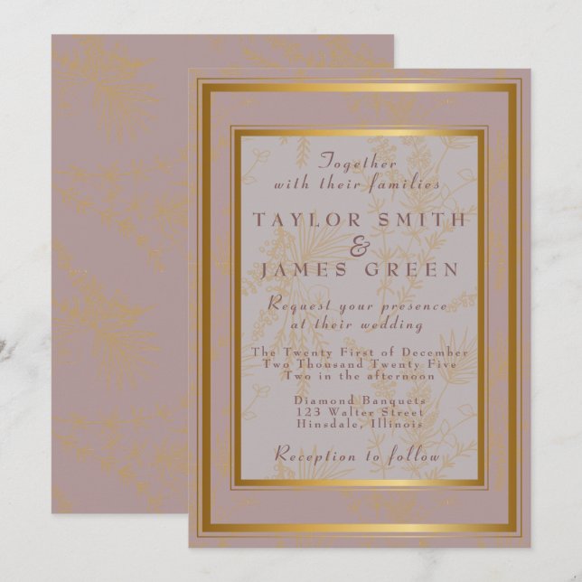 Blush Vintage Winter Holiday Wedding Invitations (Front/Back)