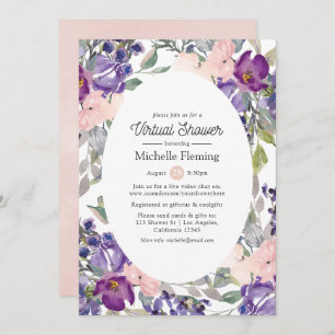 Blush, Violet & Plum Virtual Baby or Bridal Shower Invitation