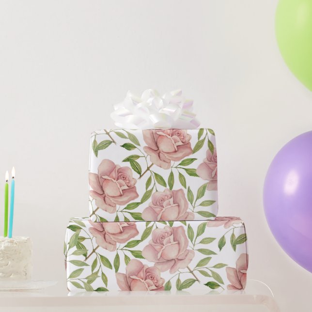 Blush Violet Watercolor Roses Wrapping Paper (Party Gifts)