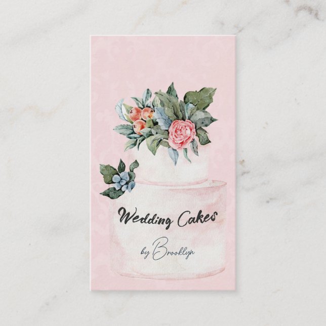 Blush Watercolor Bakery Confectioner Identity Business Card (Front)