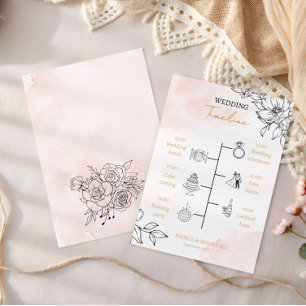 Blush Watercolor & Black Floral Wedding Timeline Program