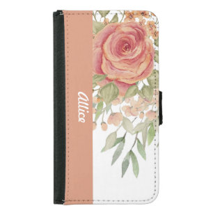 Blush Watercolor Boho Roses Samsung Galaxy S5 Wallet Case
