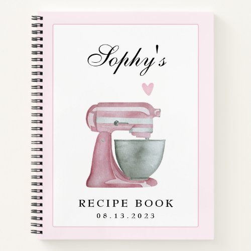 Blush Watercolor Bridal Shower Recipe Book