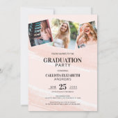 Blush Watercolor Brushstroke Photo Graduation  Invitation (Back)
