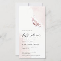 Blush Watercolor Butterfly Baby Shower Invite