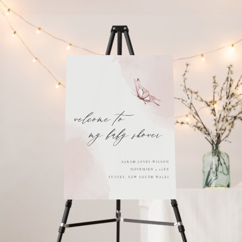 Blush Watercolor Butterfly Baby Shower Welcome