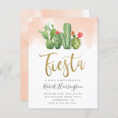 Blush Watercolor & Cactus Fiesta Bridal Shower Invitation Postcard (Front/Back)