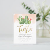 Blush Watercolor & Cactus Fiesta Bridal Shower Invitation Postcard (Standing Front)