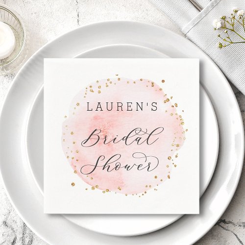 Blush Watercolor Circle Bridal Shower Napkins