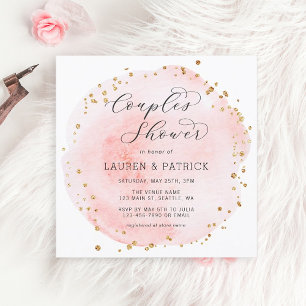 Blush Watercolor Circle Couples Shower Square Invitation