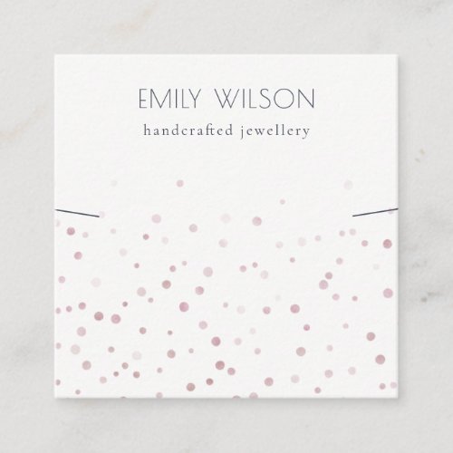 Blush Watercolor Confetti Band Necklace Display Square Business Card