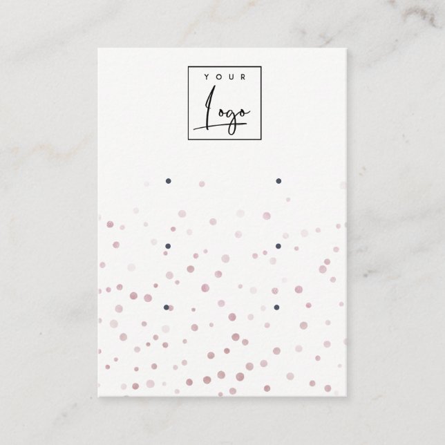 Blush Watercolor Confetti Logo 3 Earring Display Business Card (Front)