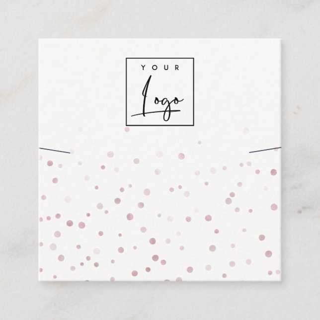 Blush Watercolor Confetti Logo Necklace Display Square Business Card (Front)