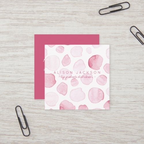 Blush watercolor drops lip product distributor square business card