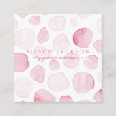 Blush watercolor drops lip product distributor square business card (Front)