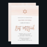 Blush Watercolor | Faux Rose Gold Bat Mitzvah Invitation<br><div class="desc">This trendy Bat Mitzvah invitation features a blush pink watercolor look,  with faux rose gold modern handwritten script and Star of David.</div>