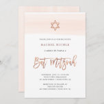 Blush Watercolor | Faux Rose Gold Bat Mitzvah Invitation<br><div class="desc">This trendy Bat Mitzvah invitation features a blush pink watercolor look,  with faux rose gold modern handwritten script and Star of David.</div>