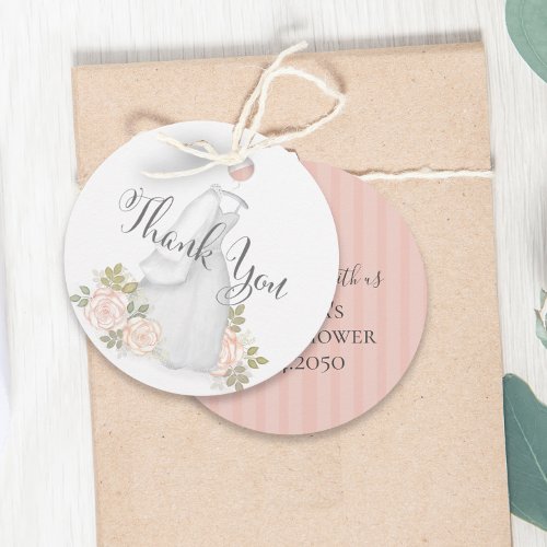 Blush Watercolor Favor Bridal Shower Thank You Favor Tags