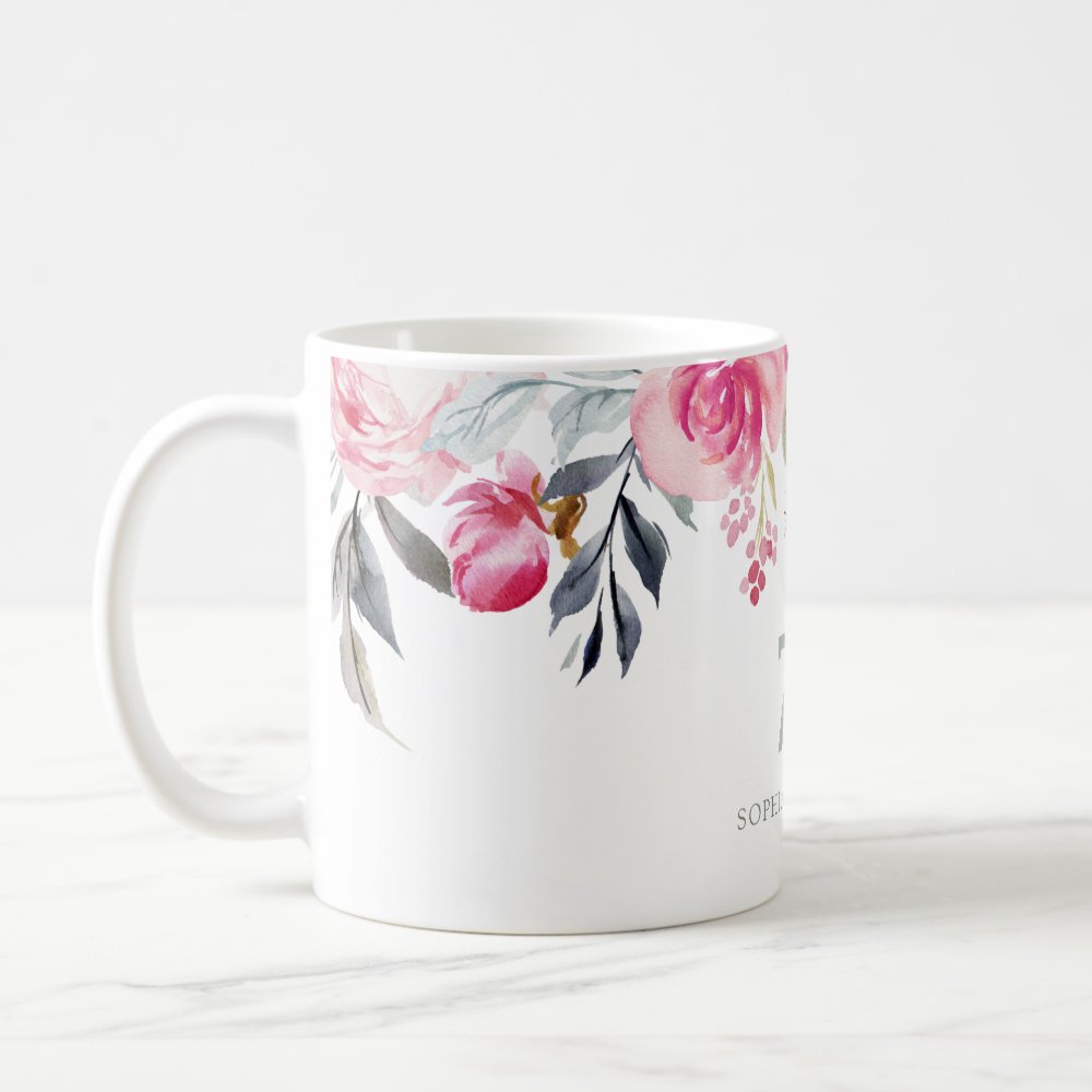 Discover Blush Watercolor Floral 70th Brthday Party Custom Gift Coffee Mug