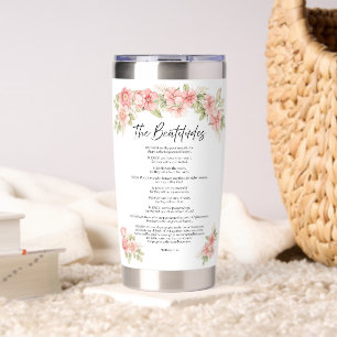 Blush Watercolor Floral Beatitudes Scripture Insulated Tumbler
