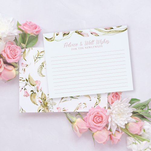 Blush Watercolor Floral Bridal Shower Advice Card