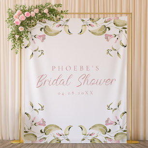 Blush Watercolor Floral Bridal Shower Backdrop