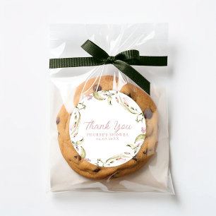 Blush Watercolor Floral Bridal Shower Favor Classic Round Sticker