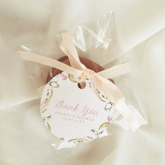 Blush Watercolor Floral Bridal Shower Favor Tags