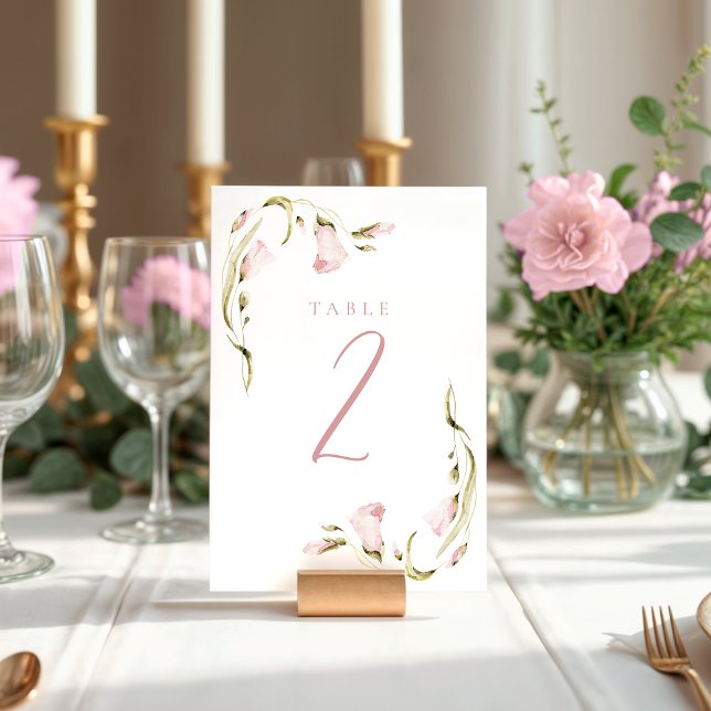 Blush Watercolor Floral Bridal Shower Flat Table Number (Creator Uploaded)