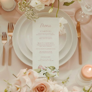 Blush Watercolor Floral Bridal Shower Menu