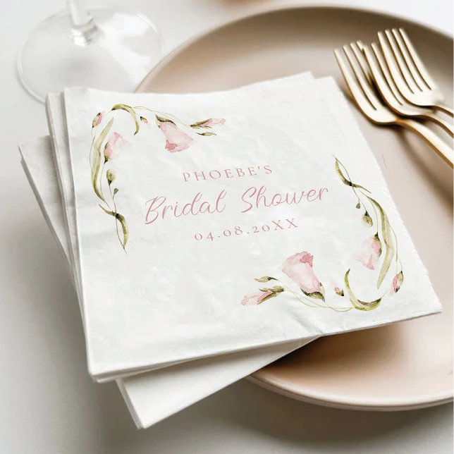 Blush Watercolor Floral Bridal Shower Napkins (Creator Uploaded)
