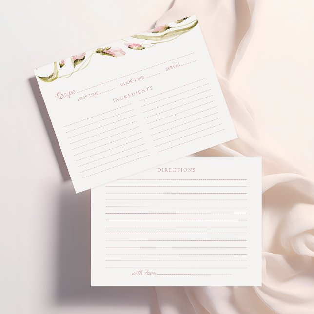 Blush Watercolor Floral Bridal Shower Recipe Card (Creator Uploaded)